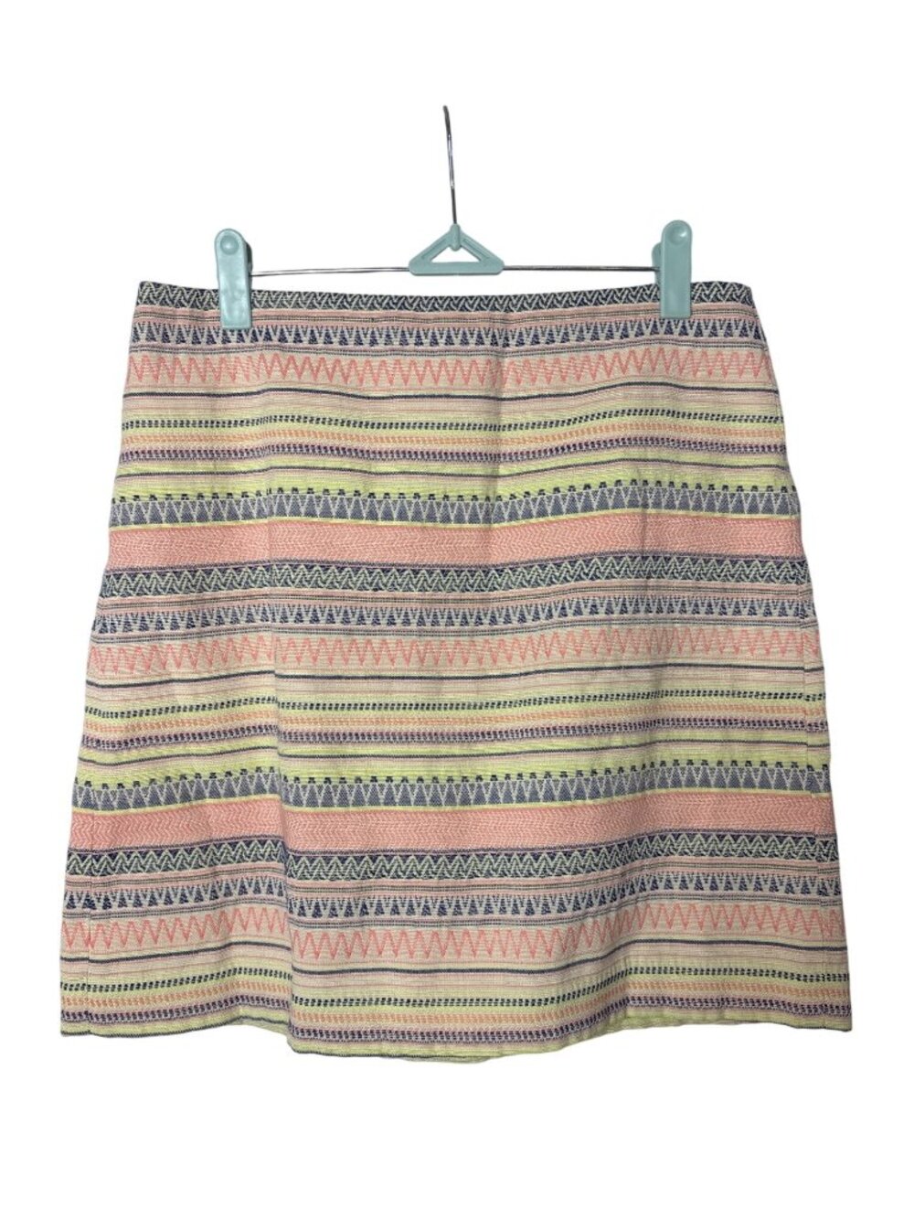LOFT Straight Skirt Size 8 Knee Length Woven Abstract Striped Pastel Multicolor